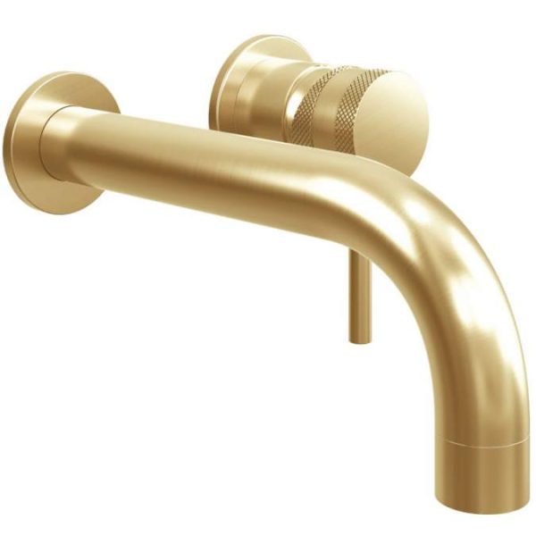 Scudo Core Wall Mounted Basin and Bath Tap Brushed Brass