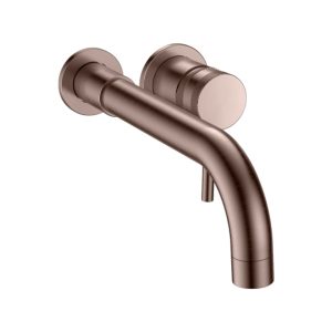 Scudo Core Wall Mounted Basin and Bath Tap Brushed Bronze